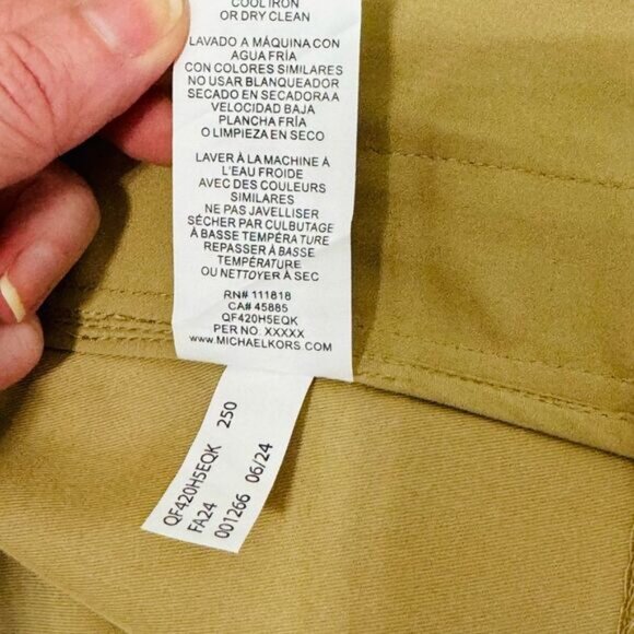 NWT Michael Kors Cropped Double-Breasted Cotton Trench Coat Khaki Women’s Sz L - Picture 11 of 15